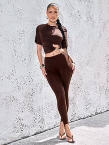 Denimoi Quần legging bó sát siêu co giãn, quần legging gợi cảm, quần ống bó thời trang, trang phục dự tiệc concert, GNO (đêm nhạc/buổi tiệc dành cho nữ giới). - Cà phê nâu - Xem 4