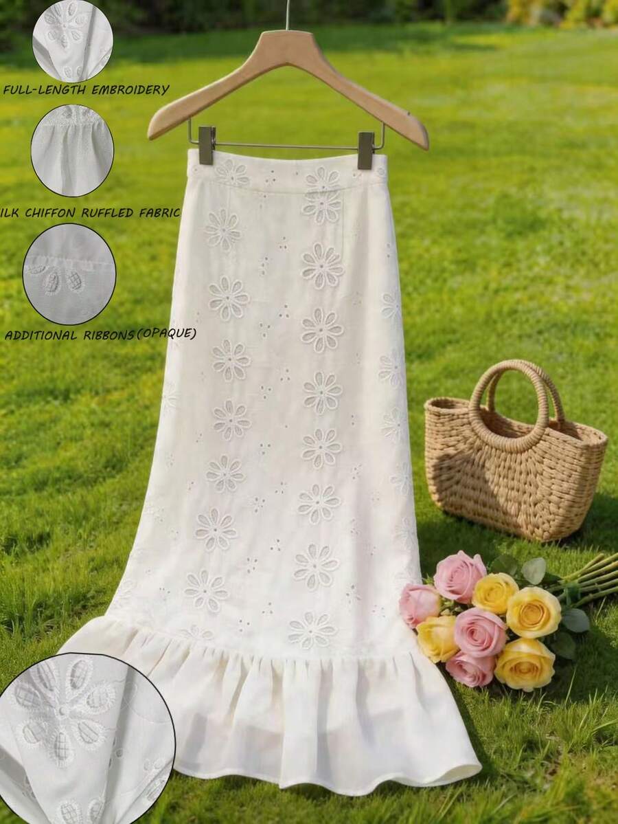 GlowEve Đầm chiffon xếp ly không tay cổ tròn thêu họa tiết, kiểu dáng thanh lịch lãng mạn thích hợp cho kỳ nghỉ (có lớp lót), màu trắng, mùa hè. - Màu be - Xem 1