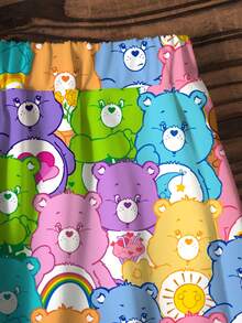 SHEIN X Care Bears Bộ đồ thường ngày cho bé gái gồm áo thun ngắn tay cổ tròn in chữ và hình gấu, kết hợp với quần short. - trắng - Xem 4