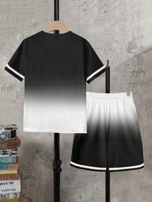 SHEIN 2pcs/Set Tween BoysRound Neck Short Sleeve T-Shirt And Shorts With Pockets Set - Multicolor - View 2