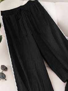 CosyJoli Plus Size Women Casual Minimalist Pants, Suitable For Summer - Black - View 3