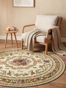 1pc Jacquard Woven Round Area Rug, European Farmhouse Style Home Decor Carpet, Suitable For Room, Bedroom, Bedside, Table & Chair, Machine-Woven Pattern, No Odor, Medium Thickness, Suitable For All Seasons, Easy To Fold And Store, Convenient To Clean - Multicolor - View 15