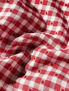 Sunnyshic 夏季新款时尚百搭甜美显瘦红色格子迷你裙 - 紅色 - 查看 7