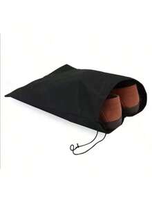 30/50Pcs Portable Dust-Proof Drawstring Shoe Bag, Organizing Bag, Non-Woven Fabric Shoe Storage Bag, Suitable For Sports Shoes And Boots. - Black - View 8