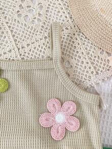 SHEIN Vintaside Kids Baby Girl Floral Decor Camisole Top And Shorts Casual Daily Outfit - Green - View 4