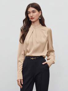 BizChic 極簡正式商務通勤約會顯瘦優雅百搭襯衫，適合夏秋日常度假萬聖節返校派對生日婚禮賓客教堂特殊場合辦公室外出海灘聚會社交假期購物下午茶旅行 - 粉色 - 查看 3