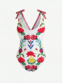 Swim Oasis Bộ đồ bơi 2 mảnh cỡ lớn dành cho nữ, hàng mới về năm 2026, họa tiết hoa, thời trang, kiểu dáng ôm sát, thắt nơ, thích hợp cho kỳ nghỉ, kèm chân váy ngắn in họa tiết đồng bộ, trang phục cao cấp. - Nhiều màu - Xem 4