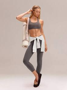 GLOWMODE FeatherFit™ - 罗纹轻松飘逸叠穿半身裙，适合瑜伽、普拉提、芭蕾、健身房、日常休闲穿着 - 白色 - 查看 6