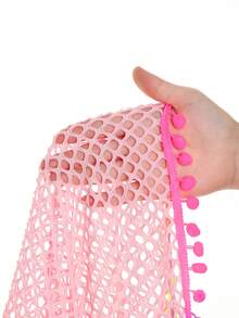 SHEIN Tween Girls' Mesh Short Sleeve Coverup - Pink - View 6