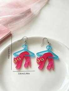 Joivida 1件手工亮粉色猫咪吊坠耳环，闪亮珠饰配饰，女士夏季度假、海滩派对、音乐节和嘉年华礼物，全年皆可佩戴，可爱时尚配饰，镀金钩扣设计，情人节礼物，生日礼物 - 粉色貓咪吊墜 - 查看 12