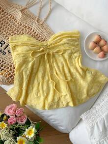 Comfortcana Yellow Cut-Out Casual Camisole Top For Women - Pale Yellow - View 4