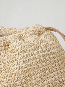 MUSERA Ladies, Women Clutches, Straw Bag, Straw Woven Bag,  Fashionable, Elegant, Simple, Personalized, Versatile, Classic, For Commute, Office, Date, Daily, Shopping, Afternoon Tea - Khaki - View 8