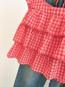 SHEIN Franclia Autumn New Arrival Cute Ruffle Hem Blouse For Women - Red - View 7