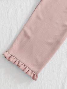Bộ 2 món cho bé gái tuổi teen: áo cardigan cổ bẻ tay ngắn và quần dài thoải mái, đồ mặc nhà. - Bụi hồng - Xem 7