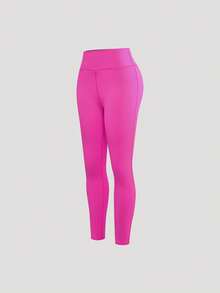 Sweetra Quần legging thể thao nữ màu đỏ tía co giãn cao, nâng eo, giúp thon gọn vòng eo. - Màu Hồng Tươi - Xem 3