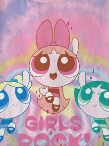 THE POWERPUFF GIRLS X SHEIN Young Girls Allover Print T-Shirt - White - View 4