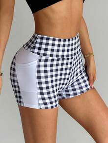 Dewbera Quần short thể thao nữ kẻ caro có túi, kiểu dáng thường ngày. - Nhiều màu - Xem 4