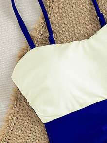 Swim Chiccia Traje de baño de una pieza con pliegues, de moda madura, con anillo de metal con corte en contraste blanco y negro, para mujer, para primavera y verano, para festivales de música en la playa - Multicolor - Ver 3