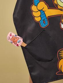 GARFIELD | SHEIN 1 chiếc tạp dề đầu bếp, được làm từ vải chống thấm nước và dầu mỡ, thoải mái và mềm mại, vật dụng cần thiết cho nhà bếp và làm bánh, phù hợp cho cả nam và nữ, có hai túi. - màu đen - Xem 7