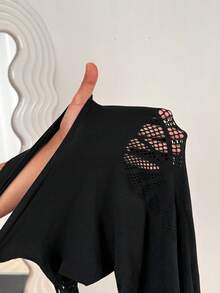 BamGleam 女士性感镂空网纱透视紧身无袖连衣裙 - 黑色 - 查看 7