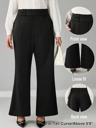 SHEIN Tall CURVE CURVE New Plus Size Women's Tall Girls Black Casual Straight Leg Pants With Zipper Andy Pockets,Waistband Button Design ,High-Waisted Makes You Look Slimmer And Your Legs Longer, Tall Women Pants,Suitable For Tall Women.High-Waisted Makes You Look Slimmer And Your Legs Longer, Suitable For Tall Women.Old Money Style,Suitable For All Seasons And Occasion,Suitable For Tall Girls& Women, Summer Wide-Leg Pants Pants Summer Summer Wide-Leg Pants Pants Summer Outfits Summer Holiday Outfits Long Summer Pants For Women Spring Outfit ,Wide-Leg Pants,Office Pants,Elegant Pants,Casual Pants, High-Waisted Slimming Wide-Leg Pants For Summer,Elegant Women's Ceremony Pants ,Elegant Pants For Party,Elegant Pants For Ladies,Elegant Long Pants, Vacation Outfits Women,Holiday Outfits For Women,Summer Holiday Outfits,Summer Vacation Outfits,Casual Pants For Women ,Sexy Pants For Women,Carnival Carnival Costume Carnival Women Look 2026 2026 Carnival Women Carnival Clothes Carnival Costume Women