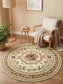 1pc Jacquard Woven Round Area Rug, European Farmhouse Style Home Decor Carpet, Suitable For Room, Bedroom, Bedside, Table & Chair, Machine-Woven Pattern, No Odor, Medium Thickness, Suitable For All Seasons, Easy To Fold And Store, Convenient To Clean - Multicolor - View 12