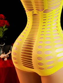 女士性感内衣连体裤，黄色无肩带性感连体裤 - 黃色 - 查看 10