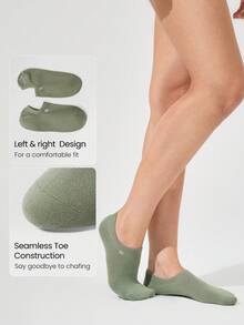 GLOWMODE 3 Pairs Invisible No-Show Socks Walk A Mile Soft Grip Daily Studio Workout Gym - Army Green - View 4