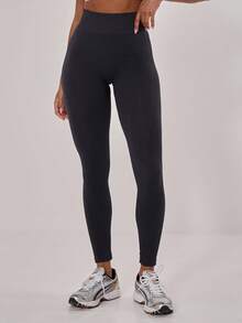 Musera Sport Ribbed High Waist Seamless Active-Wear Leggings Workout Clothes Running Gym Daily Gym Fitness Yoga Pilates Casual - Navy Blue - View 3