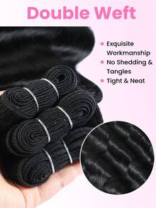Body Wave Bundles Human Hair (18 20 22 Inch) Unprocessed Brazilian Virgin Weave 3 Bundles Human Hair Body Wave Full And Thick Remy Hair Extensions Natural Color For Women - Natural Black - View 5
