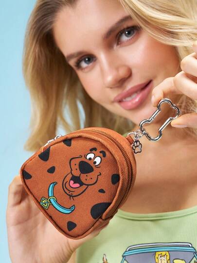 SCOOBY-DOO X SHEIN 1 pieza Bolsa de cambio de tela con estampado de dibujos animados y gancho para colgar en la bolsa, , Perro