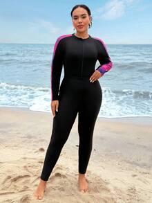 Swim Shayni Bộ đồ bơi 3 mảnh cỡ lớn mới năm 2026 dành cho nữ, gồm áo dài tay, quần dài và chân váy, in kỹ thuật số, kiểu dáng kín đáo, màu đen, thích hợp cho bãi biển, tiệc tùng, kỳ nghỉ. - màu đen - Xem 7