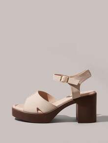 Styleloop Giày sandal nữ mũi vuông đế PU chất liệu nỉ mềm mại, thời trang, đơn giản, thoáng khí và thoải mái, có khóa cài, thích hợp cho các buổi tiệc và liên hoan hàng ngày, kiểu dáng bohemian, mang đến không khí nghỉ dưỡng, trang phục mùa hè, vật dụng không thể thiếu khi đi du lịch. - Màu be - Xem 3