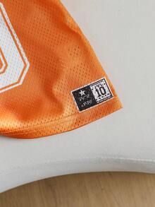 Young Boys' Casual V-Neck Short Sleeve T-Shirt With 10 Prints - Orange - View 8