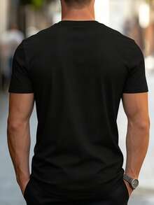 Manfinity Dauomo Loose And Versatile Printed T-Shirt For Everyday Wear - Black - View 2
