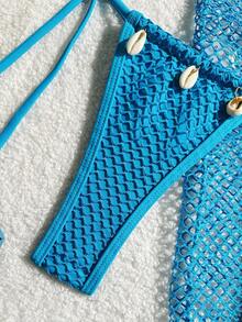 SHEIN Swim Women Bikini Set, Minimalist Fashion Casual Everyday Wear Summer - Blue - View 6