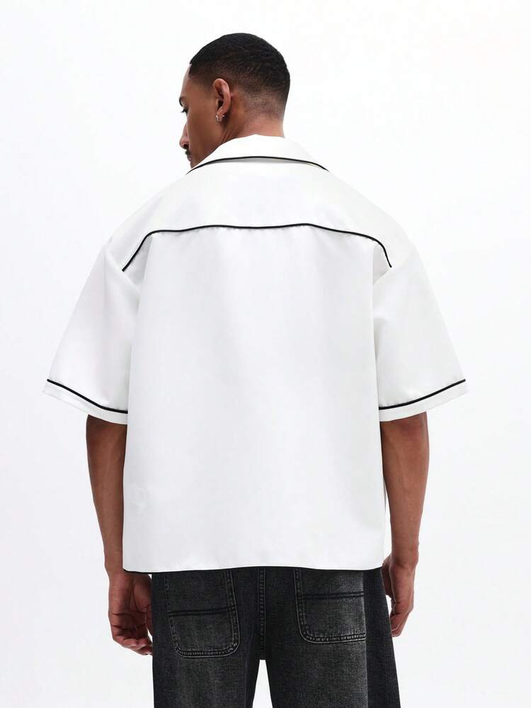 SUMWON Boxy Fit Revere Collar Shirt With Contrast Piping