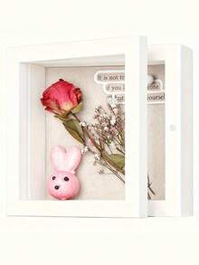 8x8/5*5-Inch Wooden Photo Frame Box For Photo Studios: Perfect For Wedding Memorabilia, Collectibles And Art Display, With A Glass Cover For Storage. - White - View 12