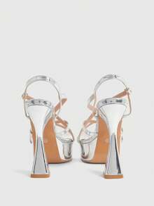 CUCCOO LuxiPop Women Heeled Sandals - Silver - View 3