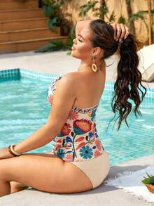 Swim Lushoire 大码女式极简日常夏季泳装吊带背心 - 彩色 - 查看 2