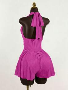 SaltGleam SaltGleam Mono sin mangas con lazo para mujer - Rosa Fucsia - Ver 2