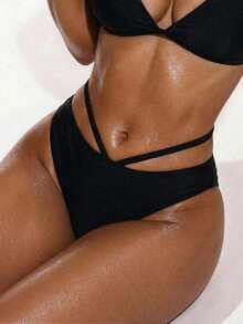 Swim Basics Summer Beach Women's Hollow Out Bottoms Music Festival - Black - View 7