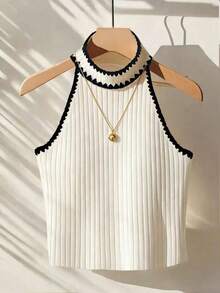 Franclia Blusa de uso diario versátil y casual con bloques de color para mujer - Blanco - Ver 3