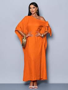 SOLERSUN Đầm dài bằng cotton sang trọng, gợi cảm và thanh lịch, thích hợp cho kỳ nghỉ biển, thoáng khí, thoải mái và mềm mại, màu cam tươi tắn. - trái cam - Xem 1