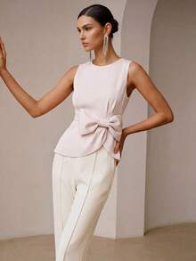 ZEYLAH Detalhe Do Arco Blusa - Coral Rosa - Ver 2