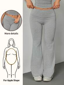 SHEIN PETITE Quần skinny ống loe nữ, chất liệu cotton pha co giãn cao, thoải mái cho mùa hè, kiểu dáng đa năng dễ phối đồ. - Màu Xám nhạt - Xem 13
