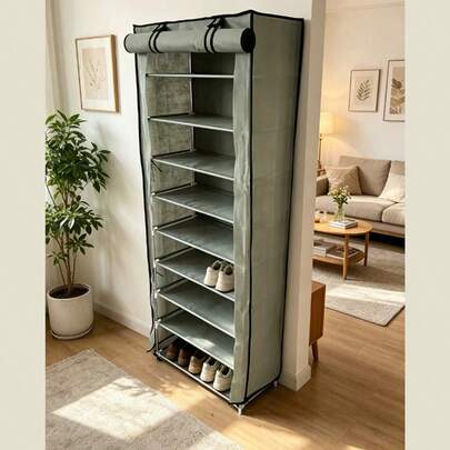 Kệ giày 6/10 tầng có nắp che bụi, chất liệu vải không dệt, tiết kiệm không gian, dung tích lớn, dễ lắp ráp, tủ giày di động, phù hợp cho lối vào, kệ lưu trữ, nhà ở và ký túc xá, sắp xếp giày dép, lưu trữ giày dép, kệ giày, trang trí phòng, kệ, phong cách tối giản, phong cách mùa xuân, phong cách Boho, phong cách thanh lịch.