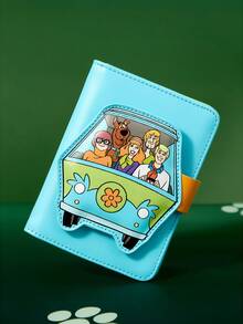 SCOOBY-DOO X SHEIN 1/1 Set Of PU Leather Cartoon Character Pattern Printed Passport Holder And Luggage Tag, Can Store Passports, Boarding Passes, Including Two Card Slots, Suitable For Men, Women, Teenagers, Suitable For Travel, Adventure, Adventure Vehicles - Blue - View 3