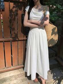 INAWLY Đầm ren trắng, kiểu Pháp thanh lịch, tôn dáng, đầm hè cao cấp dành cho nữ. - trắng - Xem 3