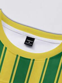 Manfinity Roghcode Men's Vintage Street Style No.10 Brazilian Flag & Text Graphic Round Neck T-Shirt Set - Multicolor - View 4